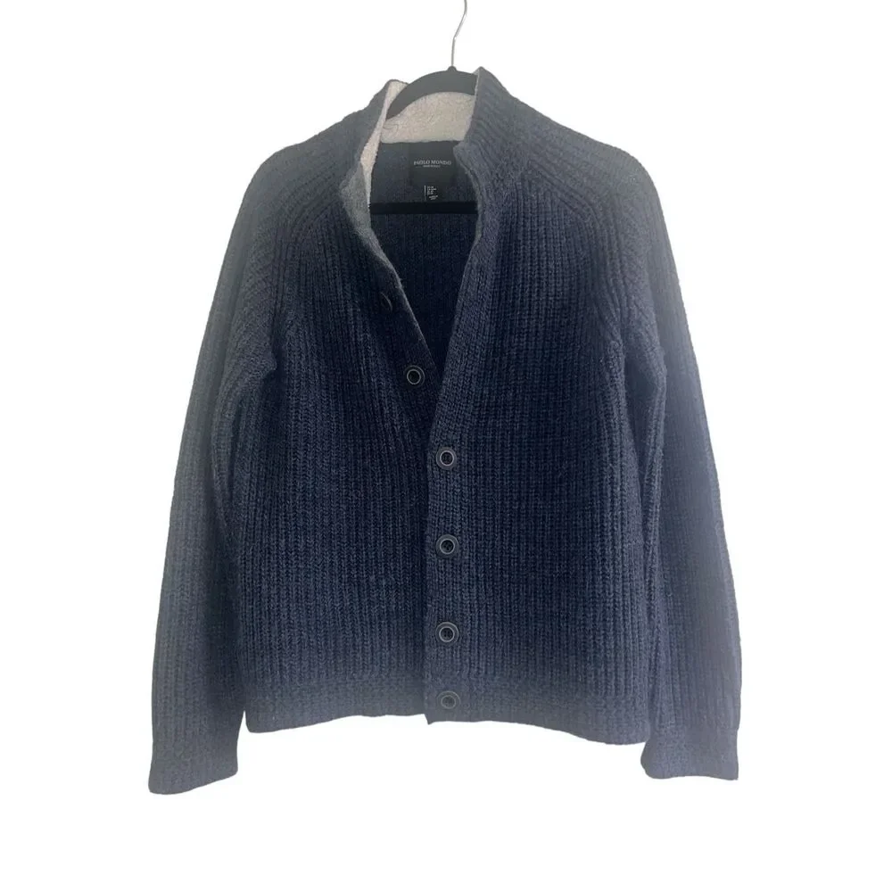 ✨Paolo Mondo Wool Blend Button Down Navy Sz Medium Cardigan✨